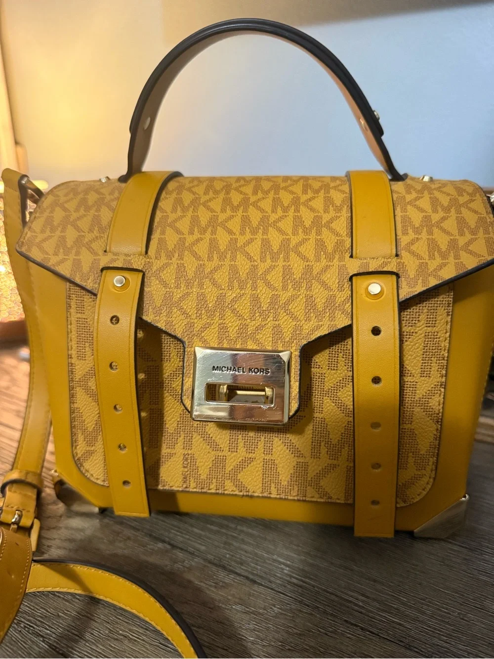 Michael Kors Mustard Logo Satchel Bag